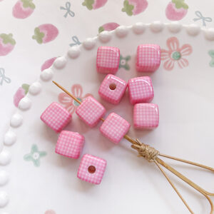 4 # Rose pink plaid style (one piece)