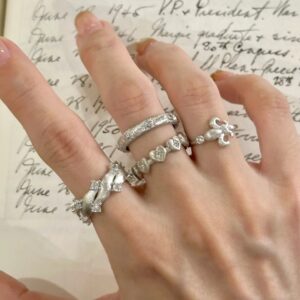 O1CN01IpL03c2MNKVL3h6oL_2208443039815-0-cib Wholesale Silver Brushed Starburst Zircon Ring Open Ring