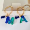 Wholesale Mixed color blue English letter keychain
