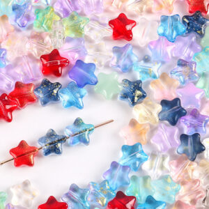 Wholesale 20pcs Color-Plated Five-Pointed Star Glass Handmade DIY Beads