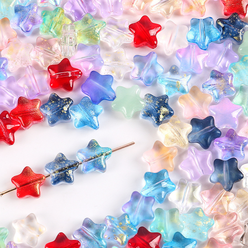 Wholesale Color-Plated Five-inted Star Glass Handmade DIY Beads