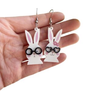 Wholesale Easter cartoon rabbit acrylic asymmetrical earrings