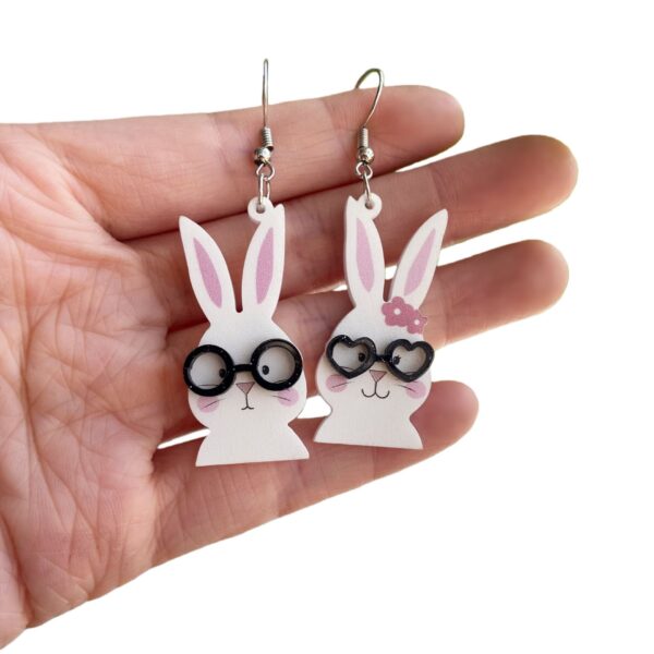 Wholesale Easter cartoon rabbit acrylic asymmetrical earrings