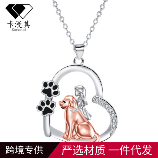 Wholesale Heart-shaped Dog and Girl Necklace