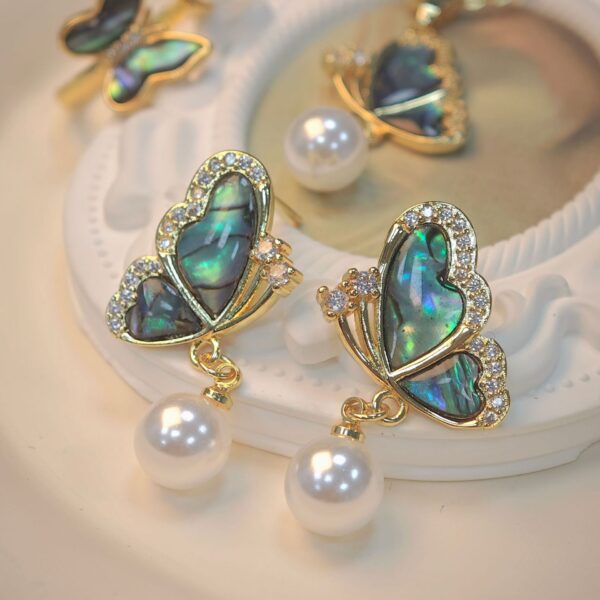 Wholesale White Pearl Abalone Shell Butterfly Necklace Earrings Ring
