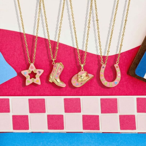 Wholesale Pink Gold Sweet and Cool Western Cowboy Hat Zirconia Pendant Necklace