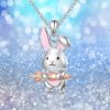 Wholesale Cute Cartoon Pink Rabbit Necklace