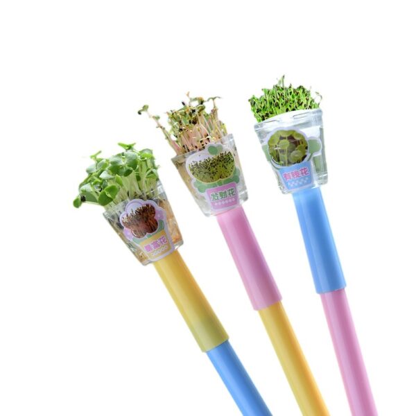 Wholesale 4pcs Creative Grass Pen Rich Flowers Black Gel Pen DIY Mini Potted Pen