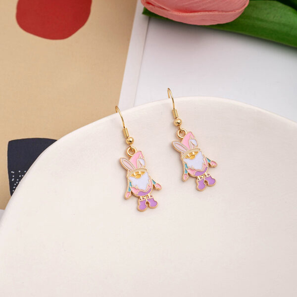 Wholesale Easter egg cartoon rabbit contrasting splicing earrings