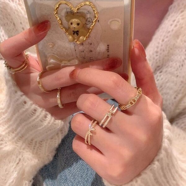 Wholesale Versatile Open Ring Collection for Women, Niche Design with Bowknot and Pearl, Index Finger Ring, Niche Light Luxury with a High-End Unique Feel