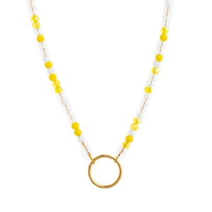 Yellow beaded adjustable necklace