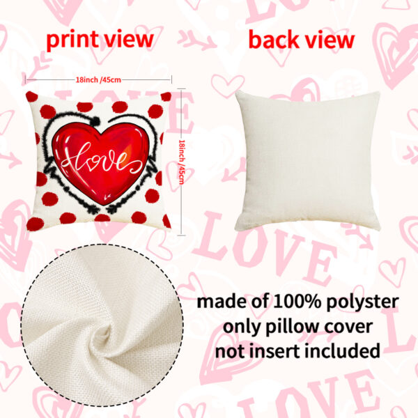 Wholesale Heart-Shaped Printed Pillow Cover Valentine's Day Linen Printed Cover