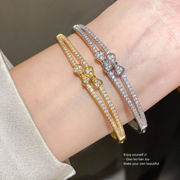 Wholesale 18k genuine gold electroplated zircon bow buckle bracelet