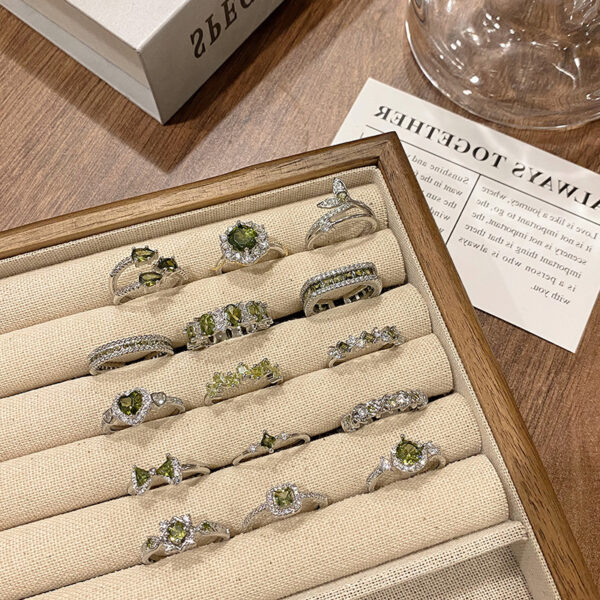Wholesale Vintage Olive Green Zircon Personalized Open End Ring