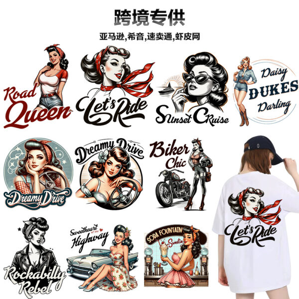 Wholesale dedicated to retro ster girl Ke's stamping stickers T-shirt thermal transfer stamping stickers st