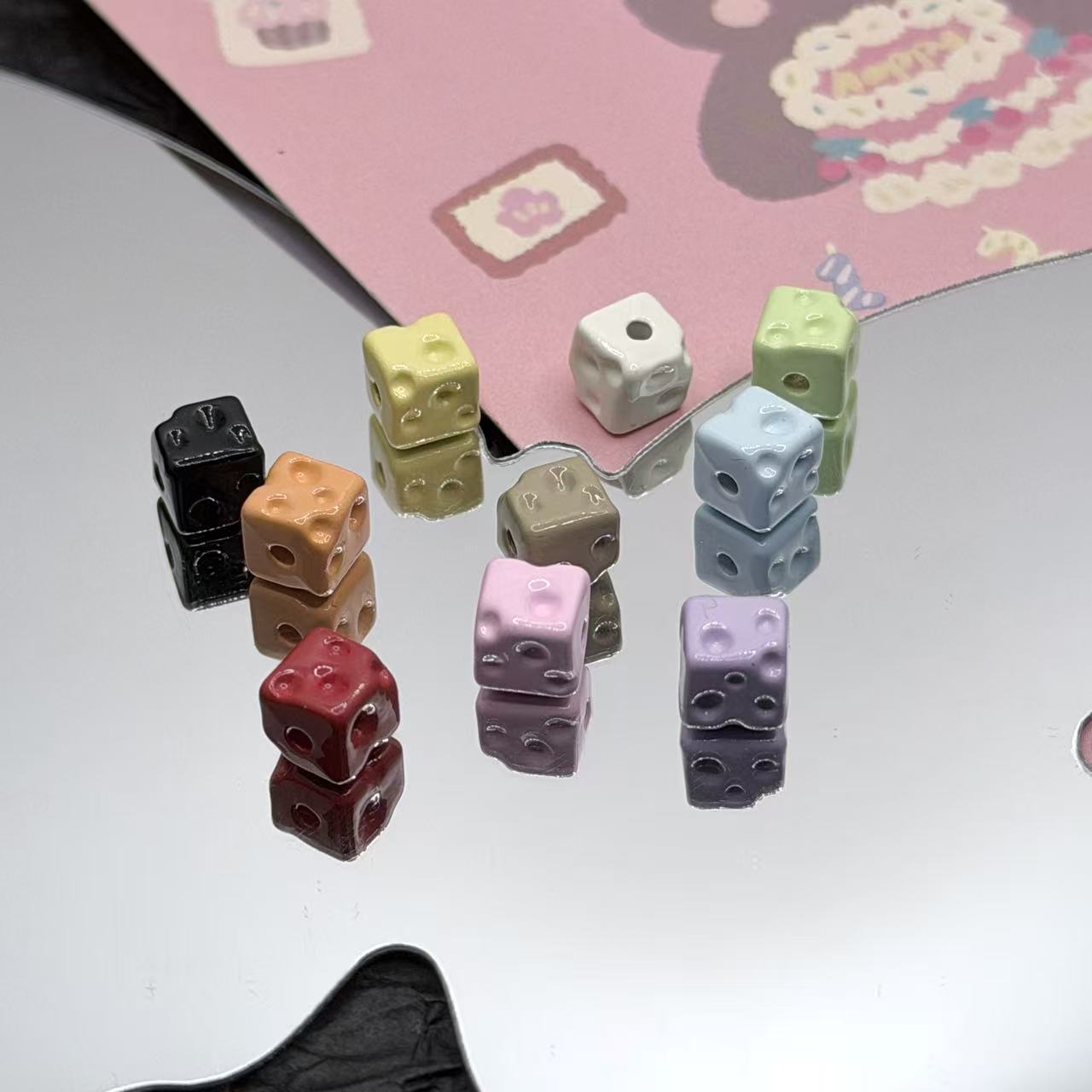 Wholesale Alloy Cheese Block Square Colorful Alloy Beads Aessories DIY Aessories