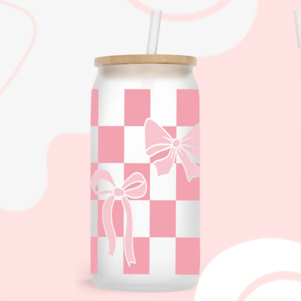 Wholesale Pink Cartoon Bow 16oz Cup UV DTF Wraps