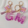 Wholesale Purple Illusion Color Double Glue Letter Glitter Tassel Keychain