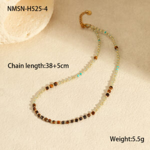 Nmsn-h525-4 tiger eye beaded necklace / 18K