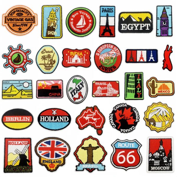 Wholesale Cartoon World Landmark Pattern Embroidery DIY Patches