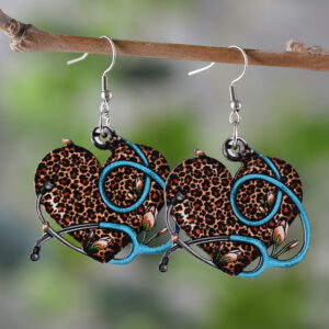 Wholesale Heart Pendant Earrings Wooden Double-Sided Earrings Gift