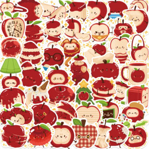 Wholesale 50ps Cartoon Apple Paradise Red Stickers
