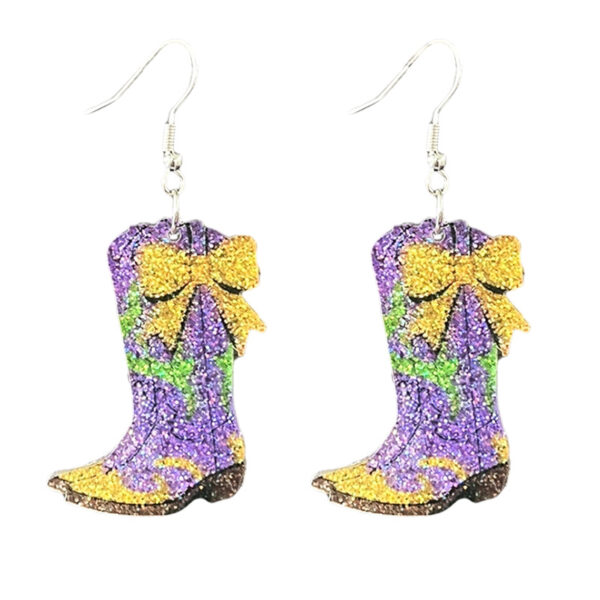 Wholesale Carnival Shining Parade Boots Map Bow Earrings