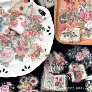 Wholesale 50 pcs flowers and letters Waterproof Vinyl Stickers