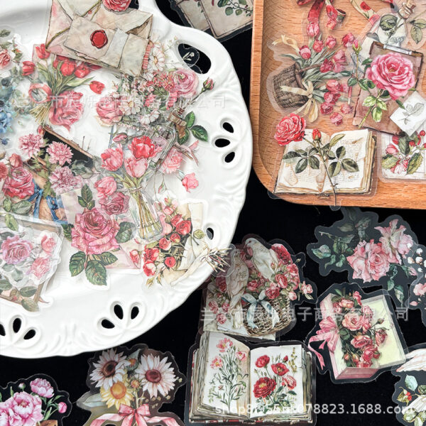 Wholesale 50 pcs flowers and letters Waterproof Vinyl Stickers