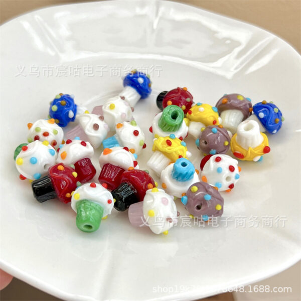 Wholesale Colorful small mushroom-shaped glass beads