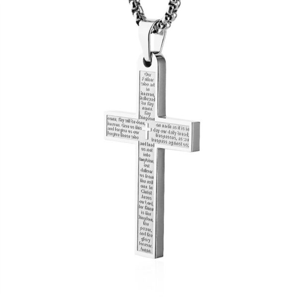 Wholesale Cross Scripture Pendant Stainless Steel Necklace