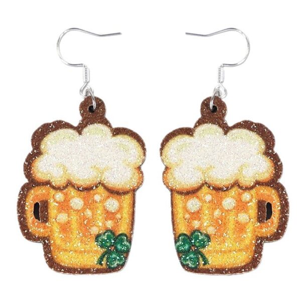 Wholesale St. Patrick's Day glitter green shamrock earrings