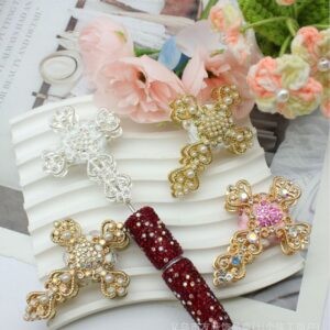 Wholesale Full rhinestone cross straight hole beads