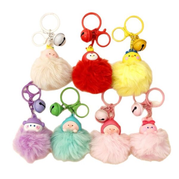 Wholesale Cartoon Sanrio Doll Fur Ball Keychain School Bag Kuromi Fur Ball Key Chain Buckle Bestie Car Pendant