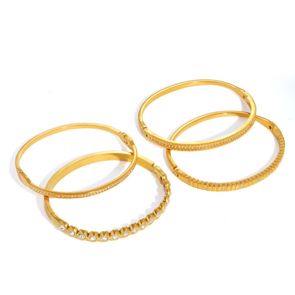 Wholesale minimalist micro-inlaid zircon stacking versatile stainless steel bracelet