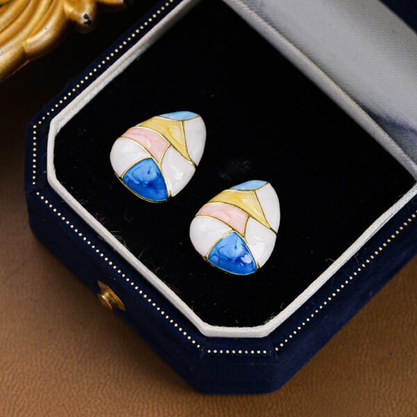 Wholesale S925 silver needle colored Easter geometric earrings