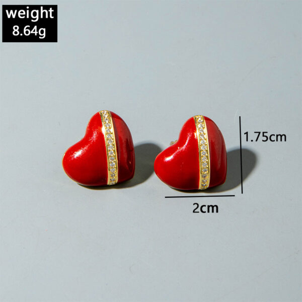 Wholesale Autumn and Winter Retro Diamond-Encrusted Peach Heart Earrings
