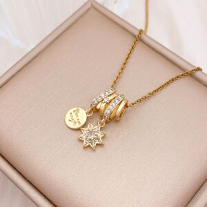 Xl4485 star round combination necklace gold