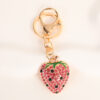 Wholesale Sweet Strawberry Cute Diamond Set Metal Keychain