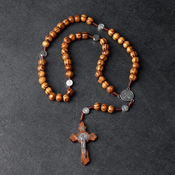 Wholesale Natural cross pine prayer bead necklace