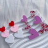 Wholesale Valentine's Day Pink Irregular Love Acrylic Earrings
