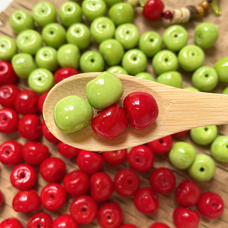 Wholesale glass green apple red apple beads