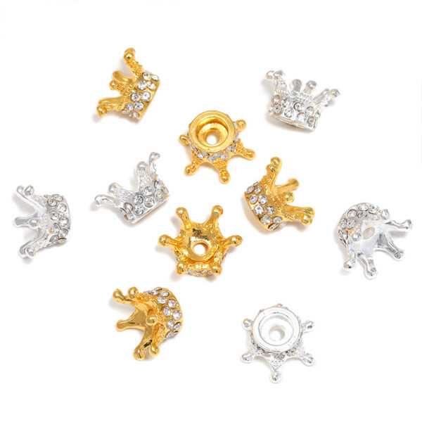 Wholesale 10pcs electroplated 3D crown separated beads