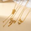 Wholesale titanium steel necklace gold luxury creative bow necklace