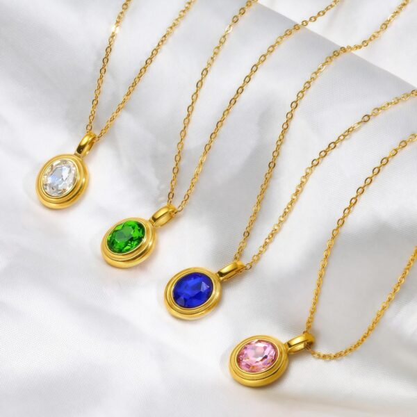 O1CN01JOuyO41aXJYlmDdIK_2213091103339-0-cib Wholesale Inlaid colored zircon titanium steel necklace