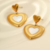 Wholesale Heart-shaped white mother-of-pearl stainless steel earrings