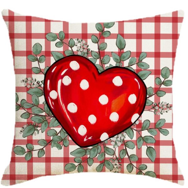 Wholesale Valentine's Day Linen Plaid Printed Love Waist Pillowcase