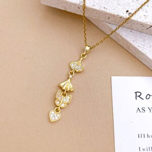Xl5116 butterfly ginkgo necklace gold