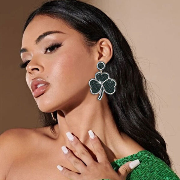Wholesale St. Patrick's Day studded clover earrings