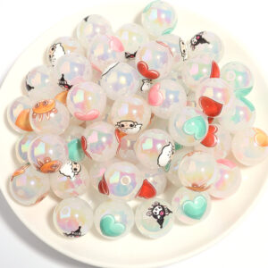 Mixed style with peach heart / Size: 15mm hole 2.4mm